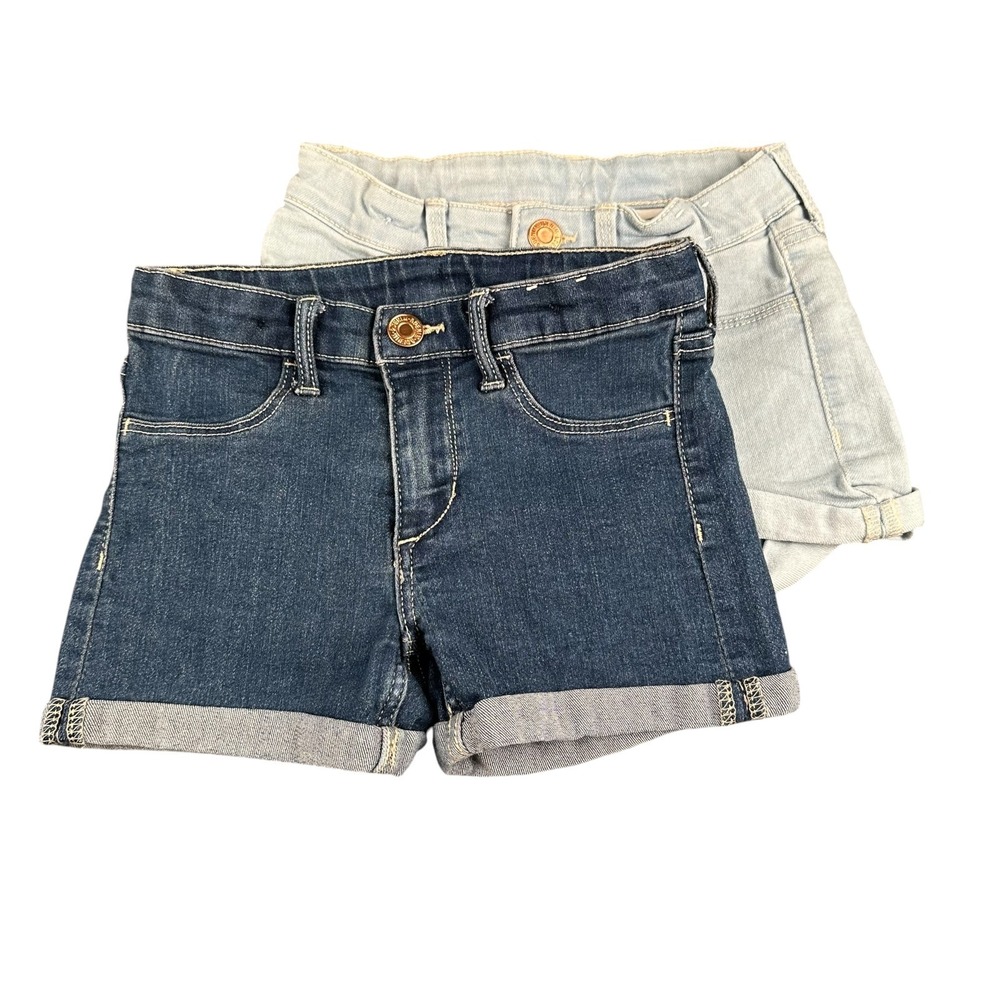 H&M Denim Art Girls Blue Jean Shorts Bundle Dark Light Wash Size 5-6Y 2 Pack